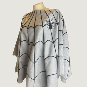 Grandin Road Spider Web Poncho Cape Oversized Cozy Halloween cute
